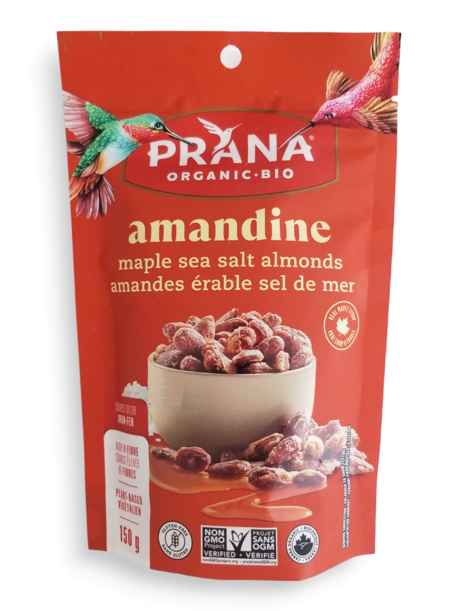 Prana Organic Amandine Maple Sea Salt Almonds, 150g/5 oz. Bag